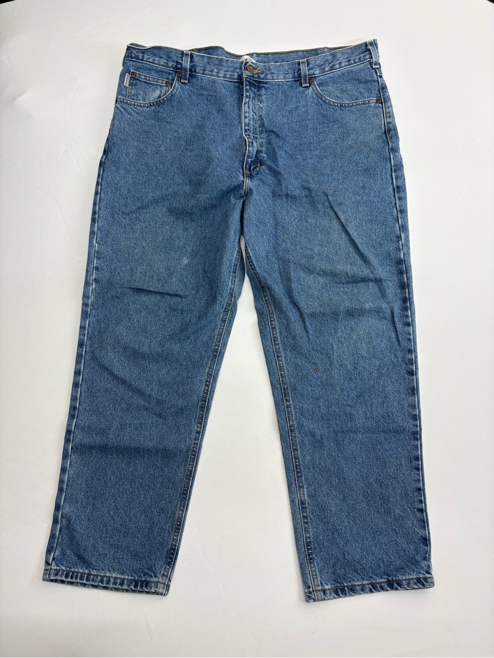 Vintage Carhartt Mens 42x30 Relaxed B17STW Blue Denim Painters Jeans Distressed